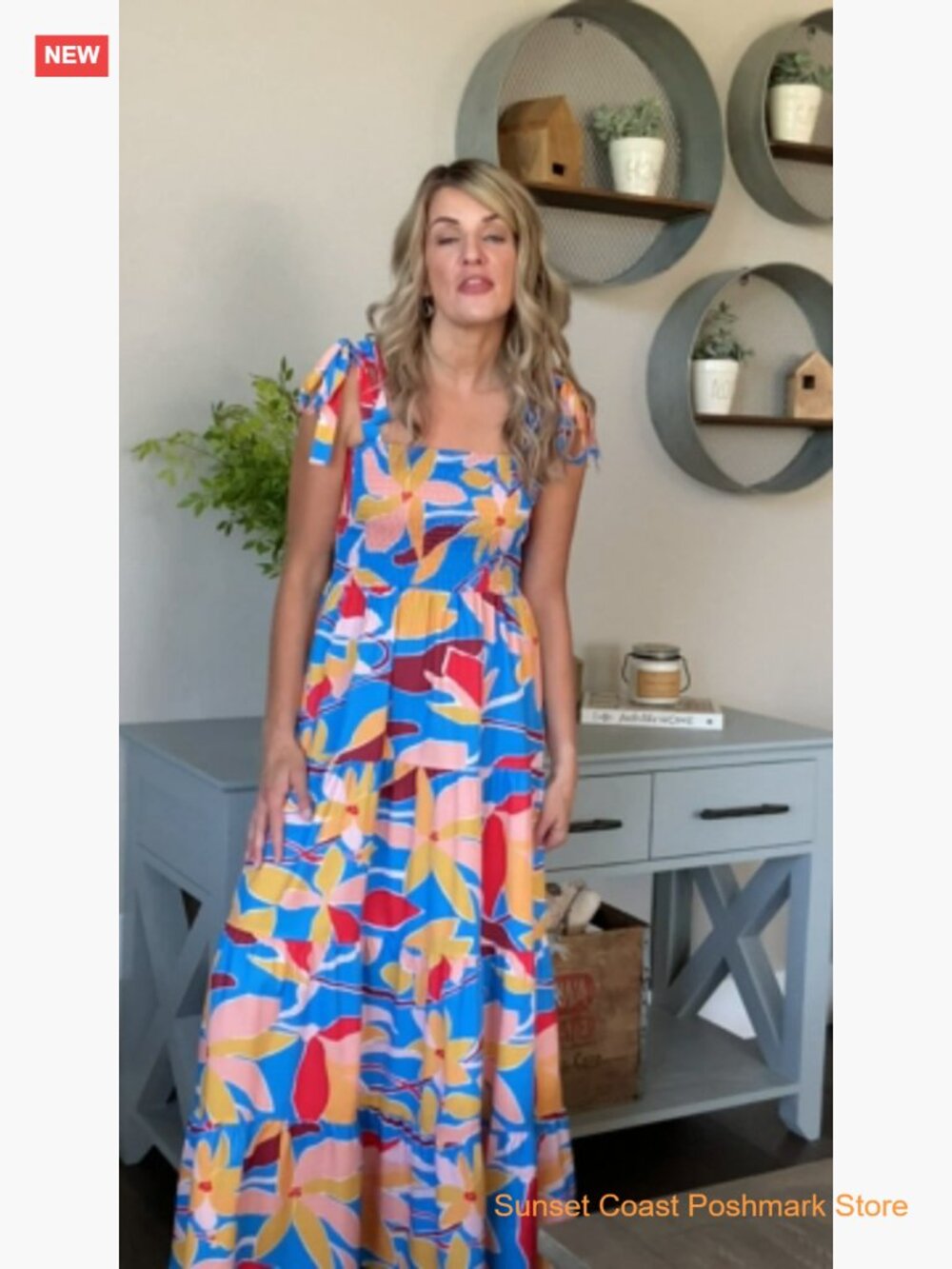 Women's Sleeveless Square Neck Boho Flowy Maxi Dress - Picture 7 of 7